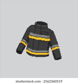 Pixel art illustration Firefighter Uniform. Pixelated Fireman Uniform. Firefighter Fireman Uniform icon pixelated for the pixel art game and icon for website and video game. old school retro.