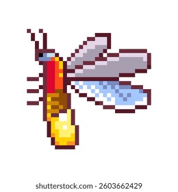 Pixel art illustration Firefly. Pixelated Firefly. Glowing Firefly pixelated for the pixel art game and icon for website and video game. Pixel game asset. 