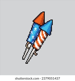 Pixel art illustration fireworks. Pixelated rocket. Rocket fireworks pixelated for the pixel art game and icon for website and video game. old school retro.