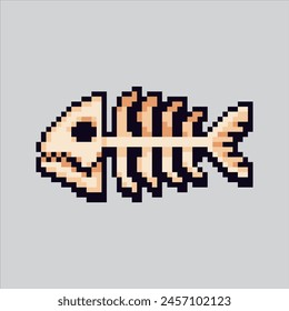 Pixel art illustration Fish Bone. Pixelated Fish Bone. Fish Bone  pixelated for the pixel art game and icon for website and video game. old school retro.