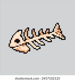 Pixel art illustration Fish Bone. Pixelated Fish Bone. Fish Bone  pixelated for the pixel art game and icon for website and video game. old school retro.