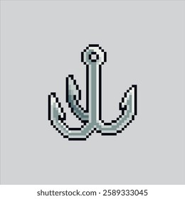 Pixel art illustration Fishing Hook. Pixelated Fishing Lure. Fishing Hook Lure Bait Rod Icon pixelated for the pixel art game and icon for website and video game. old school retro.