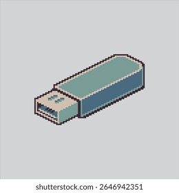 Pixel arte ilustração Flashdrive usb. Pixelated USB Flashdisk (Disco flash USB com pixel).  Usb flashdisk drive Icon pixelated para o jogo de pixel art e ícone para site e videogame.