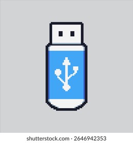 Pixel arte ilustração Flashdrive usb. Pixelated USB Flashdisk (Disco flash USB com pixel).  Usb flashdisk drive Icon pixelated para o jogo de pixel art e ícone para site e videogame.