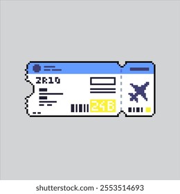 Pixel art illustration Flight Ticket. Pixelated Boarding Pass. Boarding Pass Flight Ticket icon pixelated for the pixel art game and icon for website and video game. old school retro.