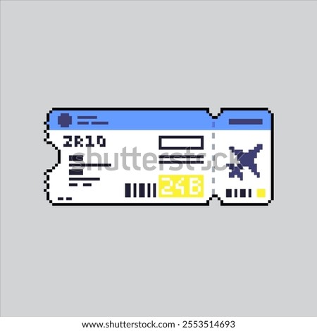 Pixel art illustration Flight Ticket. Pixelated Boarding Pass. Boarding Pass Flight Ticket icon pixelated for the pixel art game and icon for website and video game. old school retro.