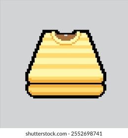 Pixel arte ilustração Camisa dobrada. Roupas Dobradas Pixelizadas. Camisa Tidy Ícone de roupas pixelated para o jogo de arte de pixel e ícone para site e vídeo game.