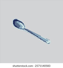 Pixel art illustration Food Spoon. Pixelated Kitchen Spoon. Kitchen Food Spoon Icon pixelated for the pixel art game and icon for website and video game. old school retro.