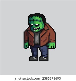 Pixel art illustration Frankenstein. Pixelated Frankenstein. Frankenstein pixelated for the pixel art game and icon for website and video game. old school retro.