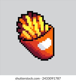 Pixel art illustration French Fries. Pixelated Potato Fries. Potato French Fries pixelated
for the pixel art game and icon for website and video game. old school retro.