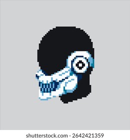 Pixel art illustration Futuristic Mask. Pixelated Cyberpunk Mask. Futuristic Cyberpunk Mask Icon pixelated for the pixel art game and icon for website and video game. old school retro.