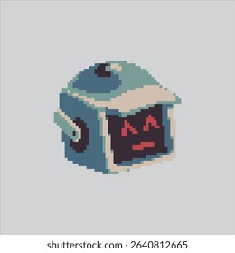 Pixel art illustration Futuristic Robot. Pixelated Robot Head. Futuristic Robot Head Icon pixelated for the pixel art game and icon for website and video game. old school retro.
