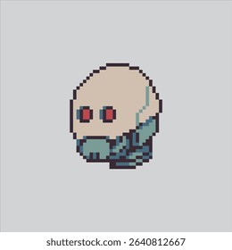 Pixel art illustration Futuristic Robot. Pixelated Robot Head. Futuristic Robot Head Icon pixelated for the pixel art game and icon for website and video game. old school retro.
