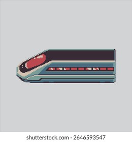 Pixel art illustration Futuristic Train. Pixelated Cyberpunk Train. Futuristic Cyberpunk Train Locomotive Icon pixelated for the pixel art game and icon for website and video game. old school retro.