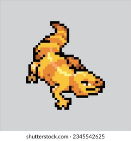 Pixelkunstgrafik Gecko. Pixelierter Gecko. Gecko-Reptiliensymbol
für das Pixelkunstspiel und Icon für Website- und Videospiel. Altschulretro.