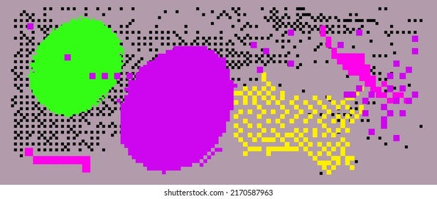 Pixel art illustration of a glitchy computer screen.