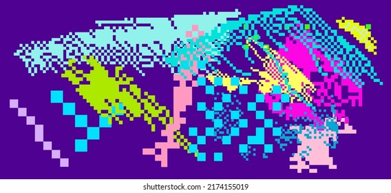 Ilustración de arte de una pantalla de computadora brillante. Webkitsch y webpunk.