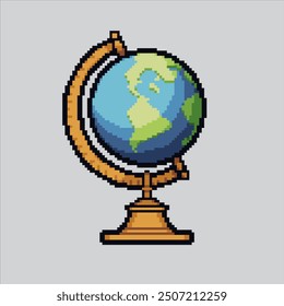 Pixel art illustration Globe. Pixelated Library Globe. Library Earth Globe pixelated for the pixel art game and icon for website and video game. old school retro.