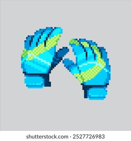 Ilustración de arte de píxeles Guantes de portero. Guantes de fútbol pixelados. Guantes de portero de fútbol futbolístico pixelados para el juego de arte de píxeles e ícono para el Sitio web Video y el juego.