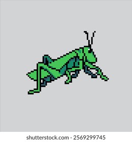 Pixel art illustration Grasshopper. Pixelated Green Insect. Grasshopper Green Insect Icon pixelated for the pixel art game and icon for website and video game. old school retro.