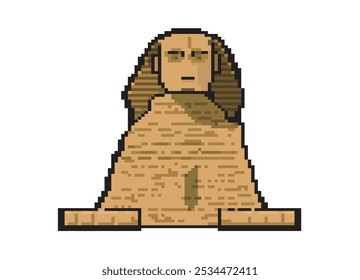 Ilustración de arte de píxel de la Gran Esfinge de Giza Patrimonio de la Humanidad Fondo Blanco Datos de Vector.