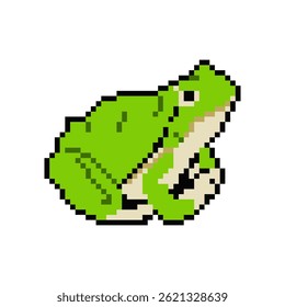 Pixel art illustration of green frog