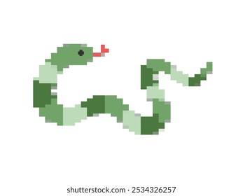 Ilustração em pixel art de uma cobra verde.