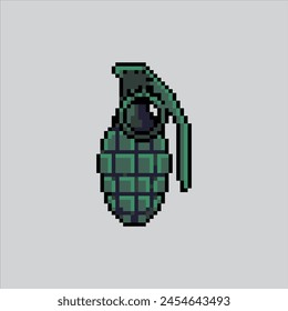 Pixel art illustration Grenade. Pixelated Grenade . Military grenade war army pixelated for the pixel art game and icon for website and video game. old school retro.