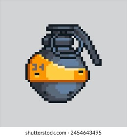 Pixel art illustration Grenade. Pixelated Grenade . Military grenade war army pixelated for the pixel art game and icon for website and video game. old school retro.