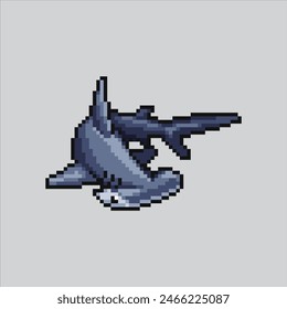 Pixel art illustration Hammerhead. Pixelated Hammerhead Shark. Hammerhead Shark pixelated for the pixel art game and icon for website and video game. old school retro.