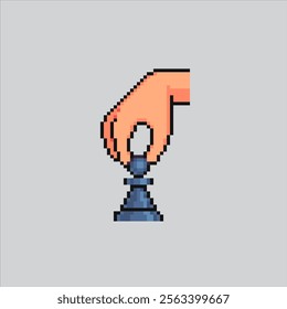 Pixel art illustration Hand Pick Chess. Pixelated Chess Pawn. Hand Pick Chess Pawn icon pixelated for the pixel art game and icon for website and video game. old school retro.