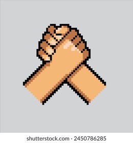 Pixel Art Illustration Handshake. Pixelierter Handschlag.
Handshake-Illustration pixeliert für das Pixel-Art-Spiel und Symbol
für Website und Video.