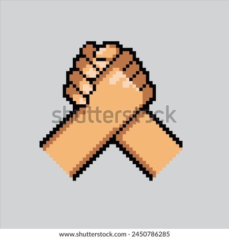 Pixel art illustration Handshake. Pixelated Handshake.
Handshake illustration pixelated for the pixel art game and icon
for website and video game.