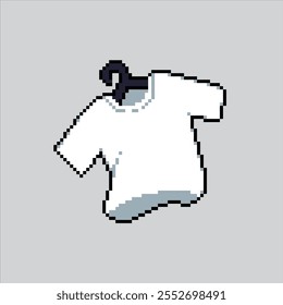 Ilustración de arte de píxeles Ropa colgada. Camisa colgada pixelada. Icono de la camiseta de la ropa colgada pixelado para el juego del arte del pixel y el icono para el Sitio web Video y el juego.