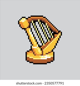 Pixel art illustration Harpa. Pixelated Harpa. Harpa music icon pixelated
for the pixel art game and icon for website and video game. old school retro.