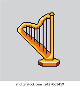 Pixel art illustration Harpa. Pixelated Harpa. Harpa Music Instrument. pixelated for the pixel art game and icon for website and video game. old school retro.