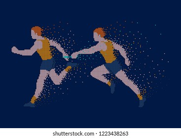 Pixel art illustration. Have time to do. Relay race illustration