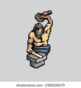 Pixel art illustration Hephaestus. Pixelated Vulcan. Greek Gos Vulcan Hephaestus pixelated for the pixel art game and icon for website and video game. old school retro.

