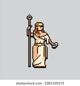 Pixel art illustration Hera. Pixelated Greek Hera. Greek Mythology Hera pixelated for the pixel art game and icon for website and video game. old school retro.