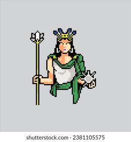 Pixel art illustration Hera. Pixelated Greek Hera. Greek Mythology Hera pixelated for the pixel art game and icon for website and video game. old school retro.