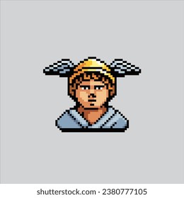 Ilustración de arte de Pixel Hermes Mercury. El Hermes Griego Pixelado. Griegas Mythology Hermes pixelaron para el juego de arte en píxeles y el icono para el sitio web y el videojuego. retro de la vieja escuela.