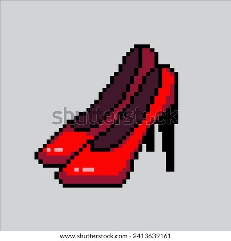 Pixel art illustration High Heels. Pixelated High Heels. High Heels Fashion
pixelated for the pixel art game and icon for website and video game. old school retro.