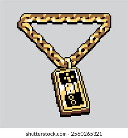 Pixel art illustration Hip hop Necklace. Pixelated Gold Chain. Hip hop Gold Necklace Chain icon pixelated for the pixel art game and icon for website and video game. old school retro.