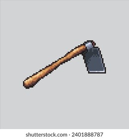 Pixel art illustration Hoe. Pixelated Hoe. Farm Hoe Mattock
pixelated for the pixel art game and icon for website and video game. old school retro.