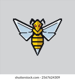 Pixel art illustration Hornet Bee. Pixelated Hornet Wasp. Hornet Wasp Bee Bug Insect Insect Icon pixelated for the pixel art game and icon for website and video game. old school retro.