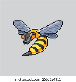 Pixel art illustration Hornet Bee. Pixelated Hornet Wasp. Hornet Wasp Bee Bug Insect Insect Icon pixelated for the pixel art game and icon for website and video game. old school retro.