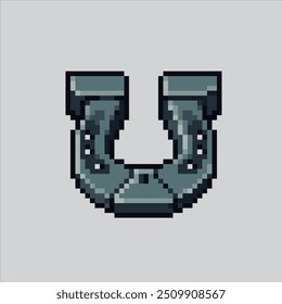 Pixel arte ilustração Horseshoe. Cavalo pixelizado. Ferradura pixelated para o pixel art jogo e ícone para site e vídeo game.