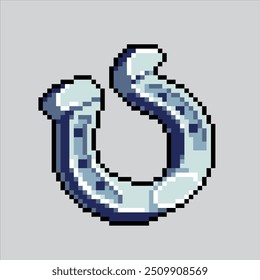 Pixel arte ilustração Horseshoe. Cavalo pixelizado. Ferradura pixelated para o pixel art jogo e ícone para site e vídeo game.