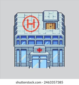 Pixel art illustration Hospital. Pixelated Hospital. Hospital Building pixelated for the pixel art game and icon for website and video game. old school retro.