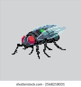 Pixel art illustration Housefly. Pixelated Fly Insect. Housefly Bug Insect Icon pixelated for the pixel art game and icon for website and video game. old school retro.